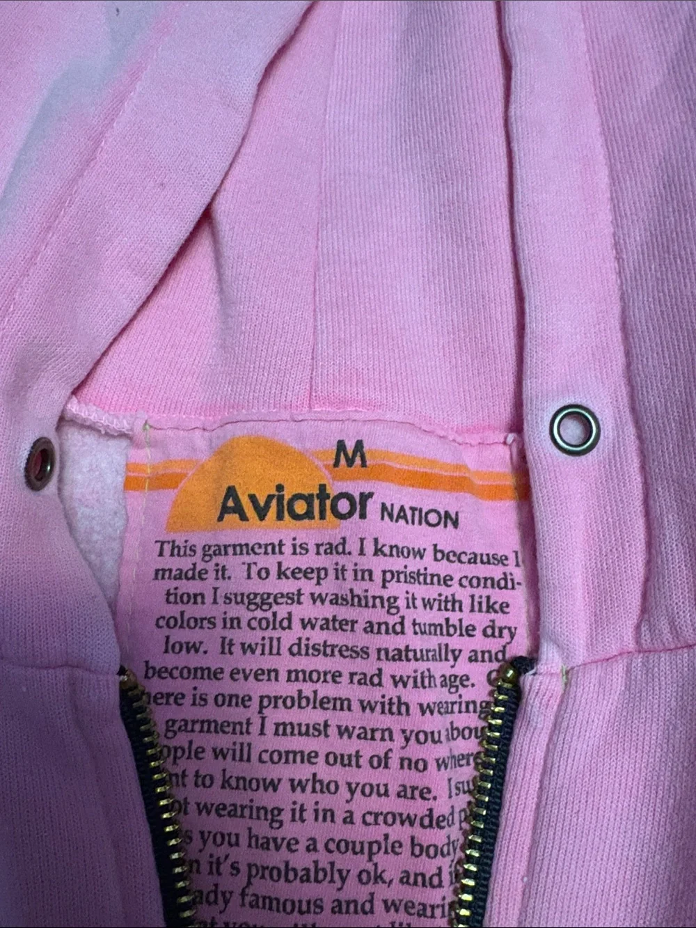 Aviator Nation Kids Pink Zip Hoodie with Multicolor Chest Stripes